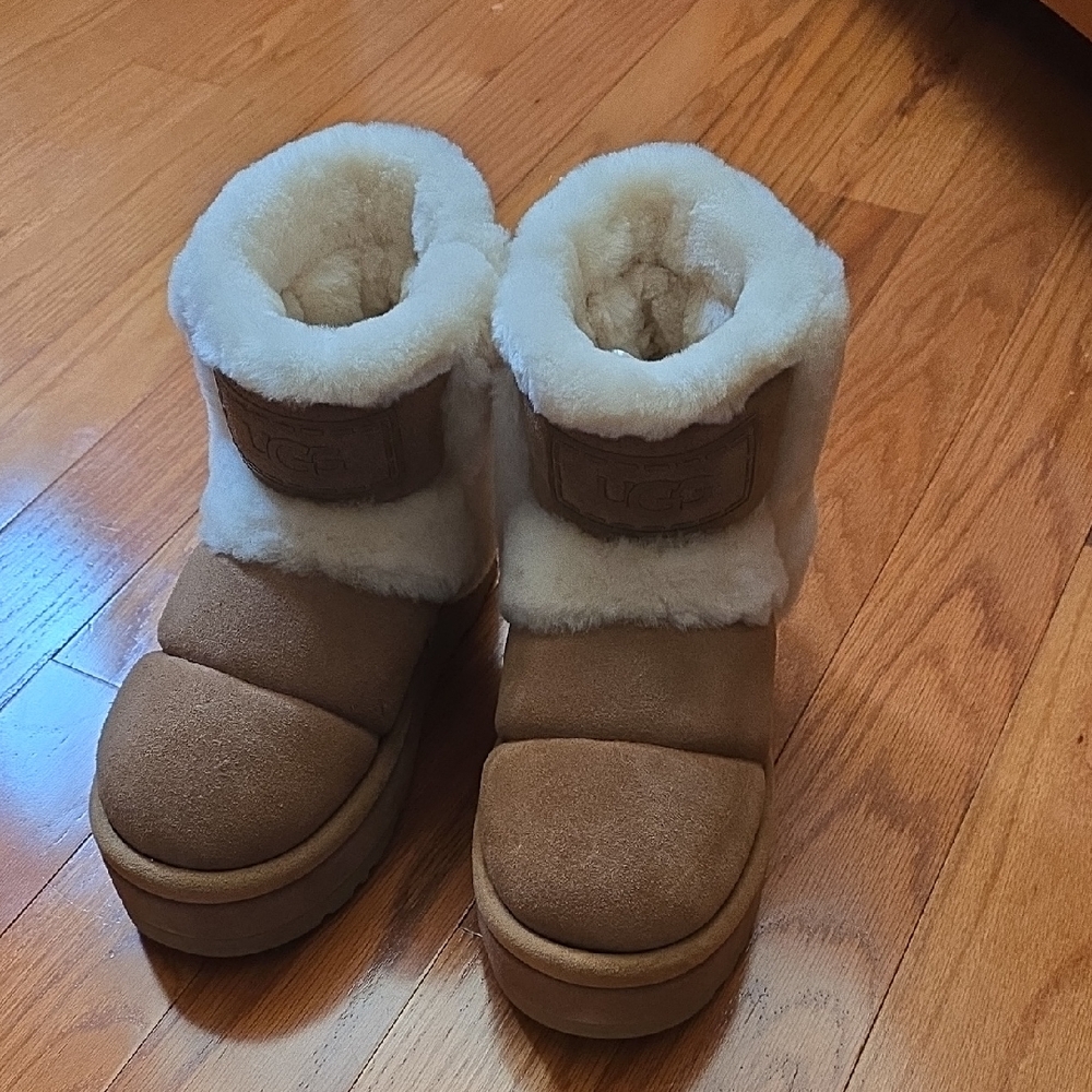 UGG Chestnut and White Shearling Boots